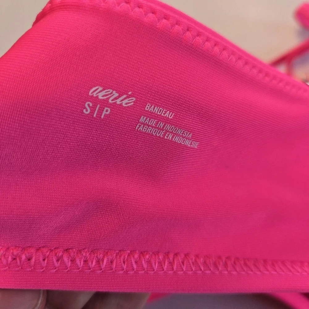 Aerie Hot Pink One Shoulder Strappy Bandeau‎ Bikini Top Size Small
